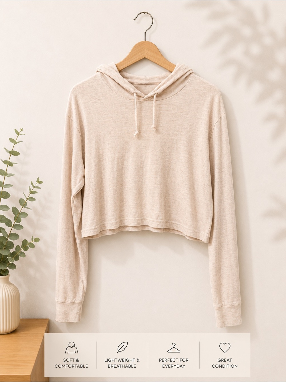 American Apparel Cropped Hoodie in Light Beige